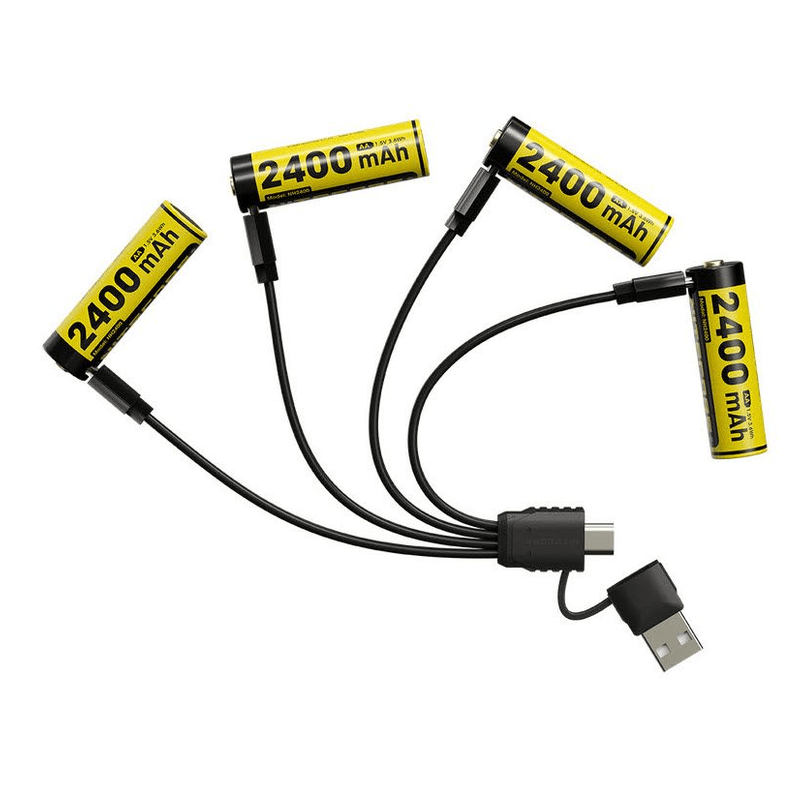 Nitecore | NH2400 Oplaadbare AA Batterijen | 4 Stuks USB-C | trrail.com