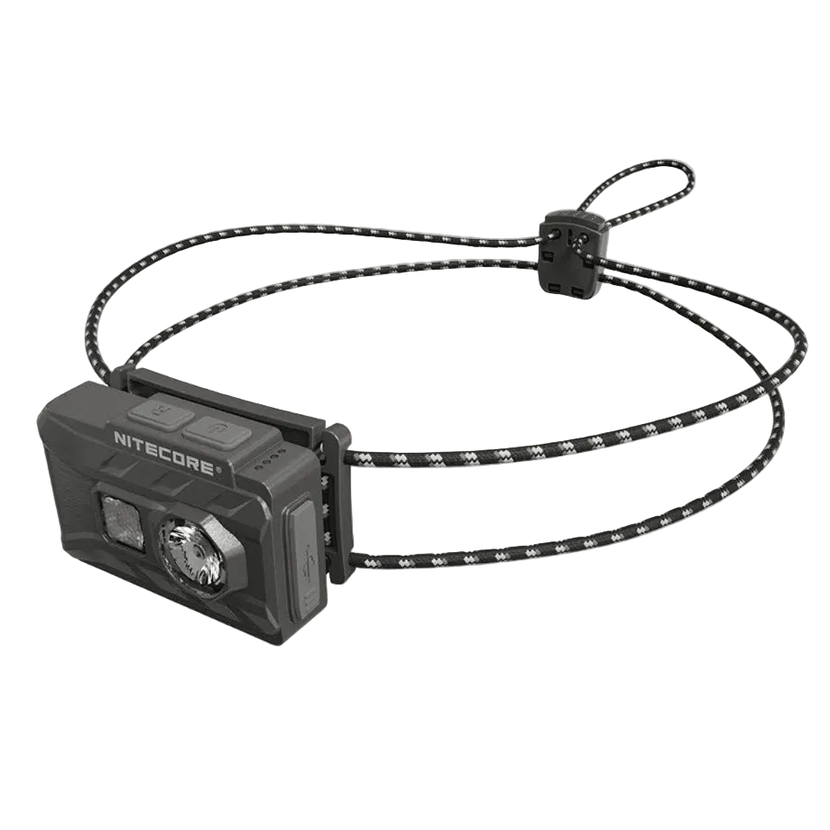Nitecore NU20 Classic – Lampe mit elastischem Kordelstirnband, schräg von vorne