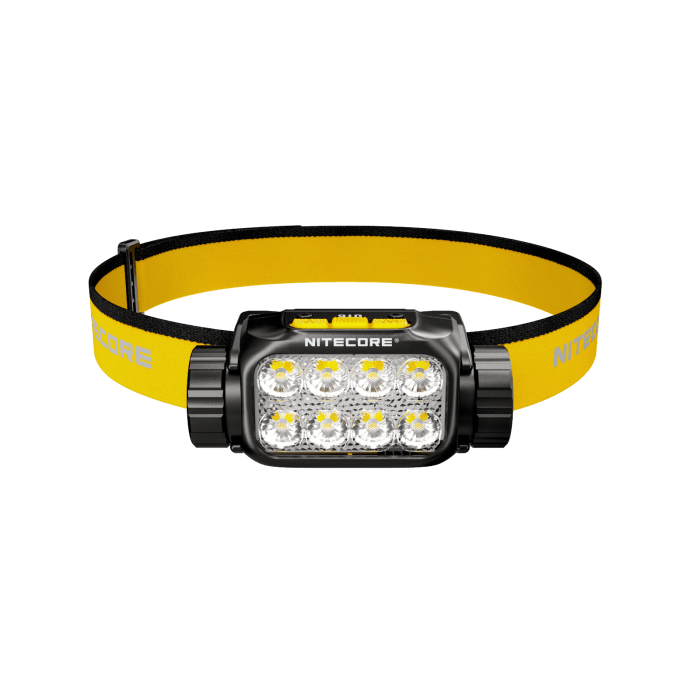 Nitecore UT6 – lamp met gele hoofdband, vooraanzicht