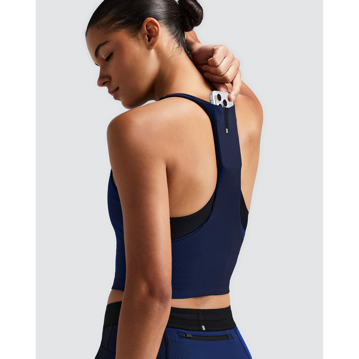 Bandit Striped Cadence Zip Front T-Back Race Crop Dames | trrail.com