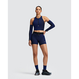 Bandit Striped Cadence Zip Front T-Back Race Crop Dames | trrail.com
