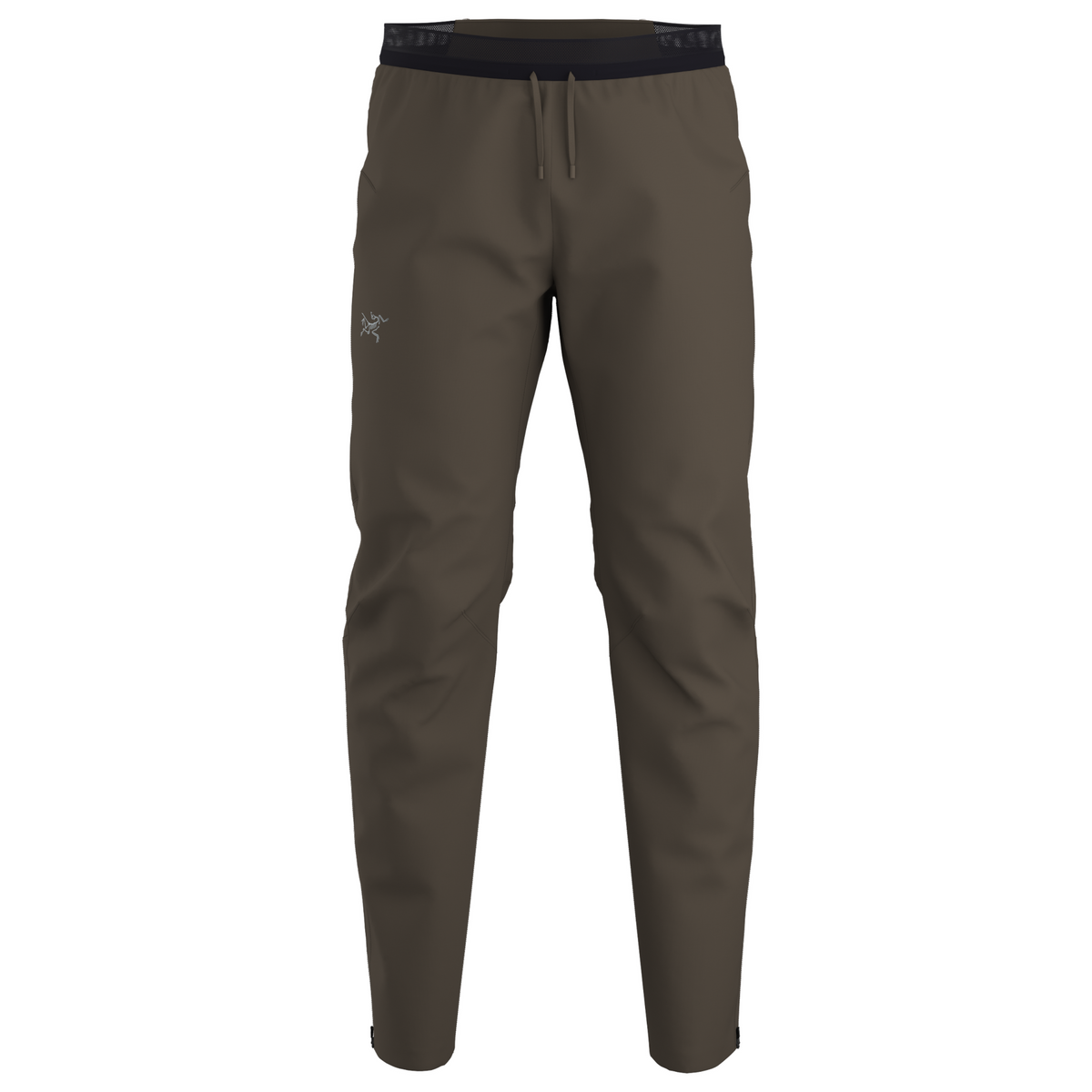 Arc'teryx Norvan Softshell Pant Herren in Braun – Vorderansicht mit elastischem Bund und Kordelzug