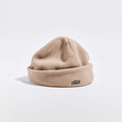 Våga Fleece Beanie in taupe – met omgeslagen rand, vooraanzicht