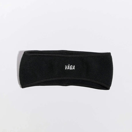 Våga Fleece Headband in Schwarz – flach liegend, Vorderansicht