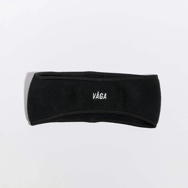 Våga Fleece Headband in Schwarz – flach liegend, Vorderansicht