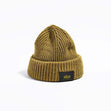 Våga Midweight Beanie in moss green – angled front view with Våga label